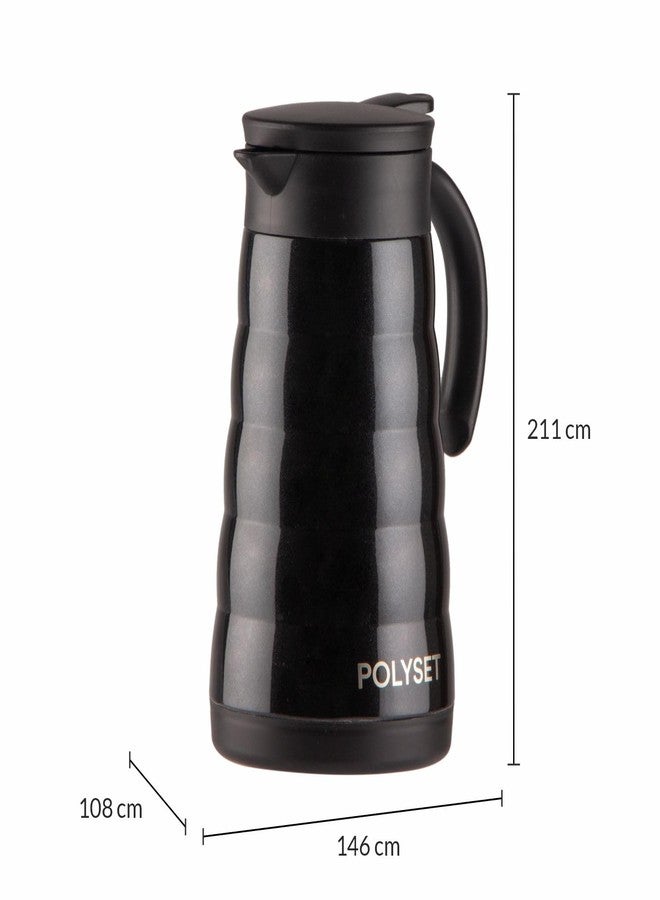 Polyset Glitz Vacuum Insulated Stainless Steel Flask, Water, Beverage, Travel Bottle, Jug, Airpot, Coffee, Tea Pot (1 Year Warranty) (Black, 800 ml, Glitz) - Image 2
